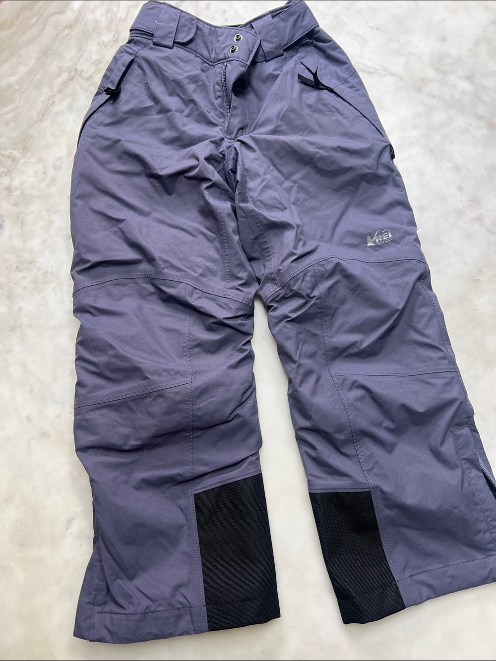 REI Kids Purple Snow Joggers with Black Cuff Reinforcement